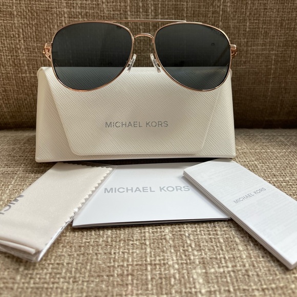 NWT Michael Kors Aviator Sunglasses Rose Gold & tortoise - Picture 2 of 12